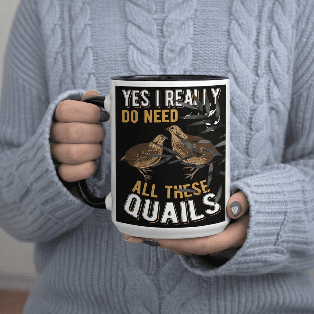 Tailorly Black Accent 11 oz Mug - Yes I Really Do Need All Quails