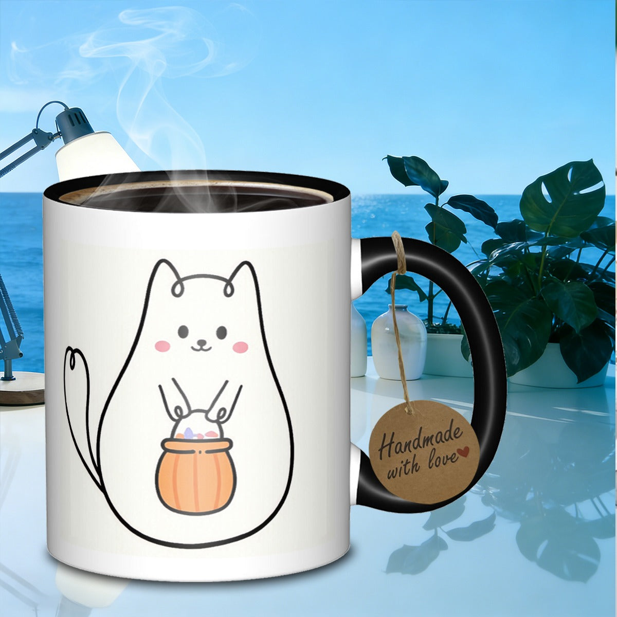 Tailorly Black Accent 11 oz Mug - cute ghost candy bucket