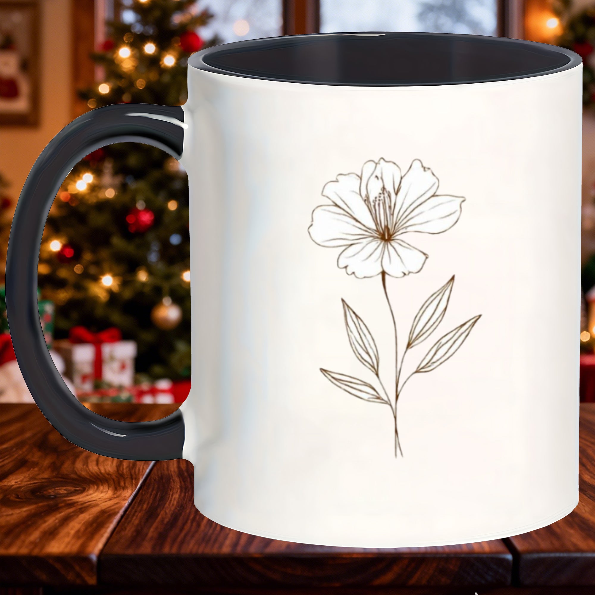 Tailorly Black Accent 11 oz Mug - floral