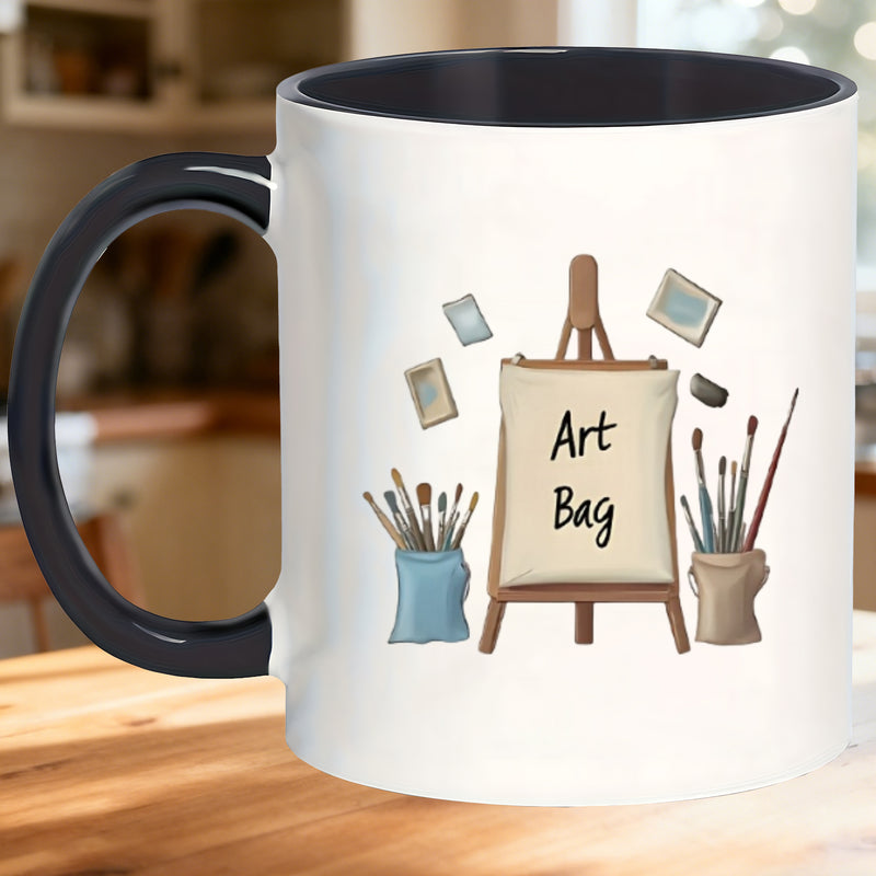 Tailorly Black Accent 11 oz Mug - easel paintbrushes design