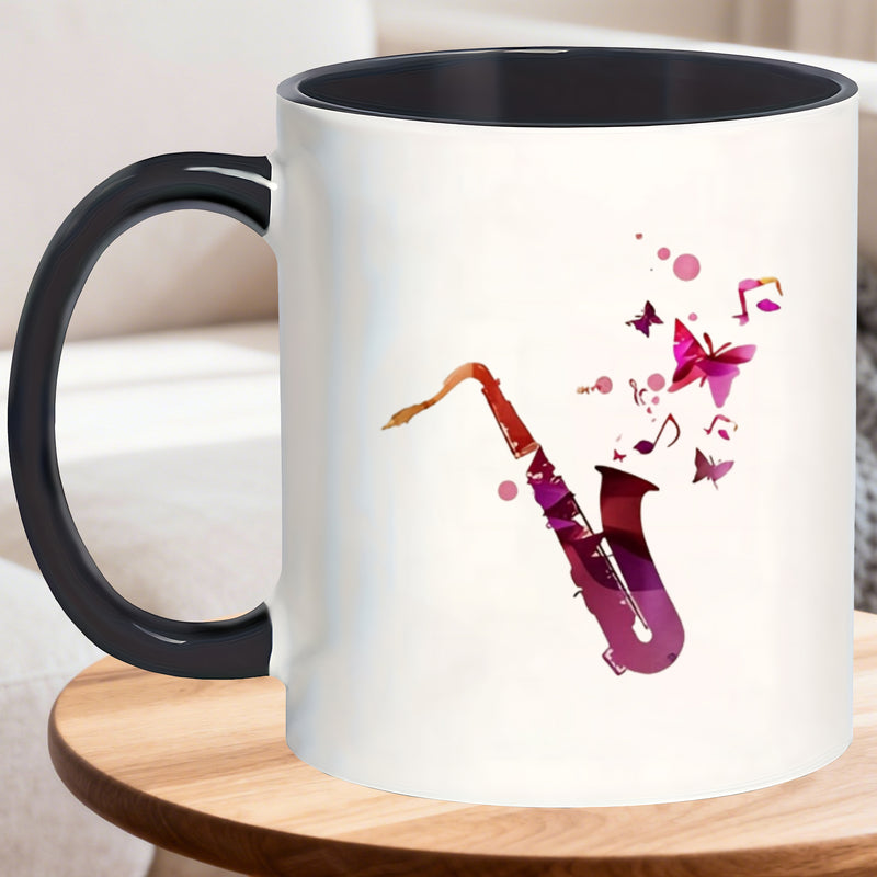 Tailorly Black Accent 11 oz Mug - abstract music notes
