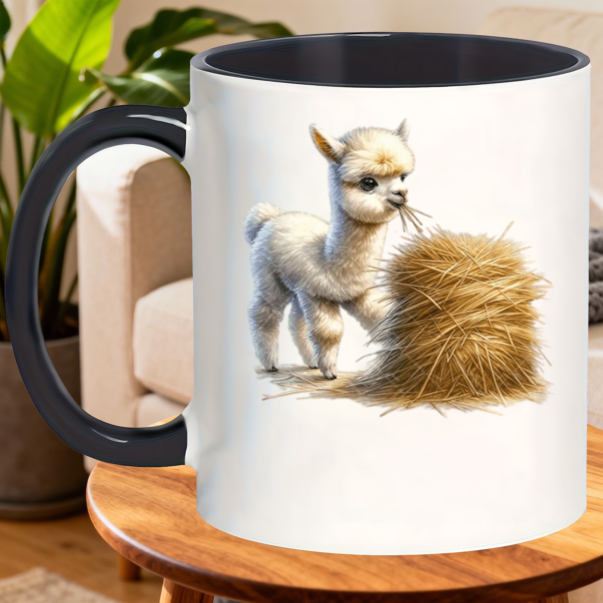 Tailorly Black Accent 11 oz Mug - adorable llamas