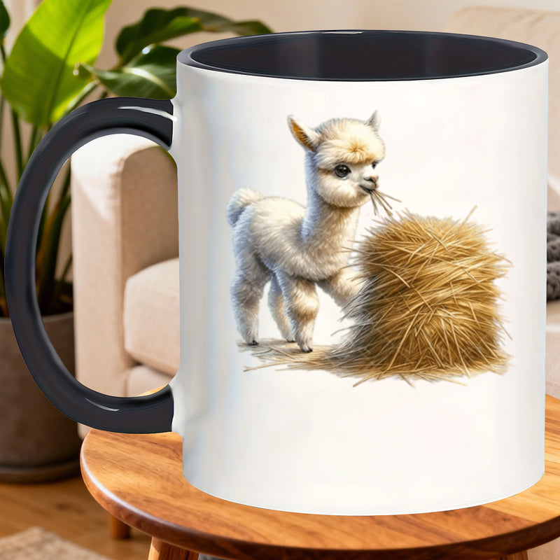 Tailorly Black Accent 11 oz Mug - adorable llamas