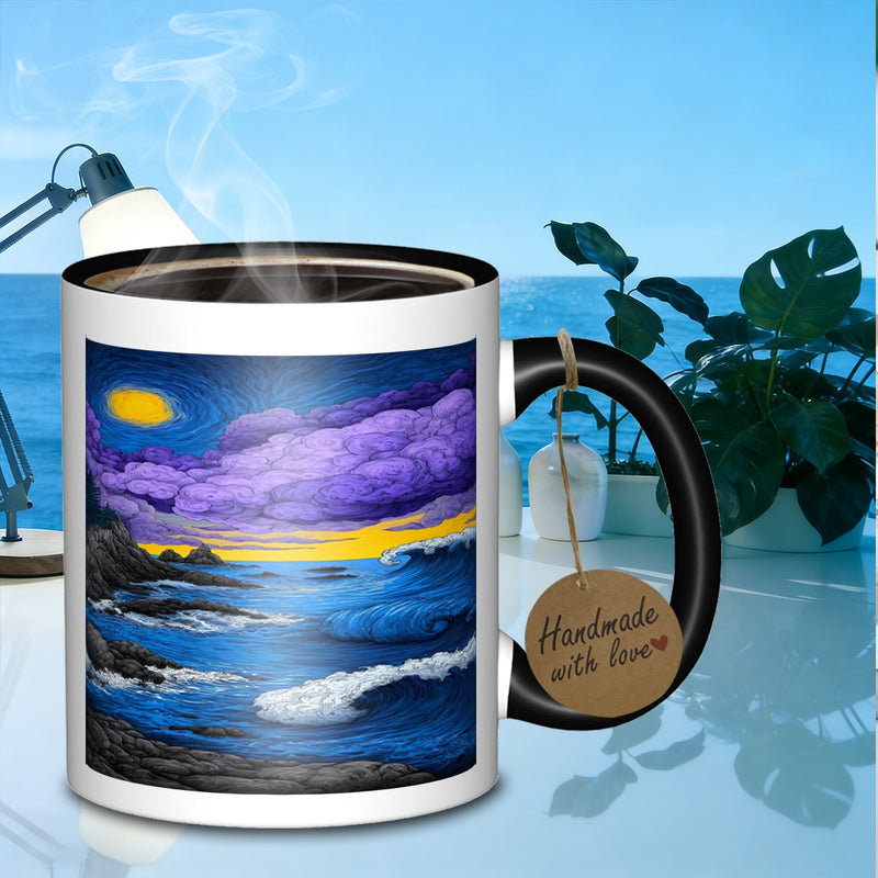 Tailorly Black Accent 11 oz Mug - ocean landscape
