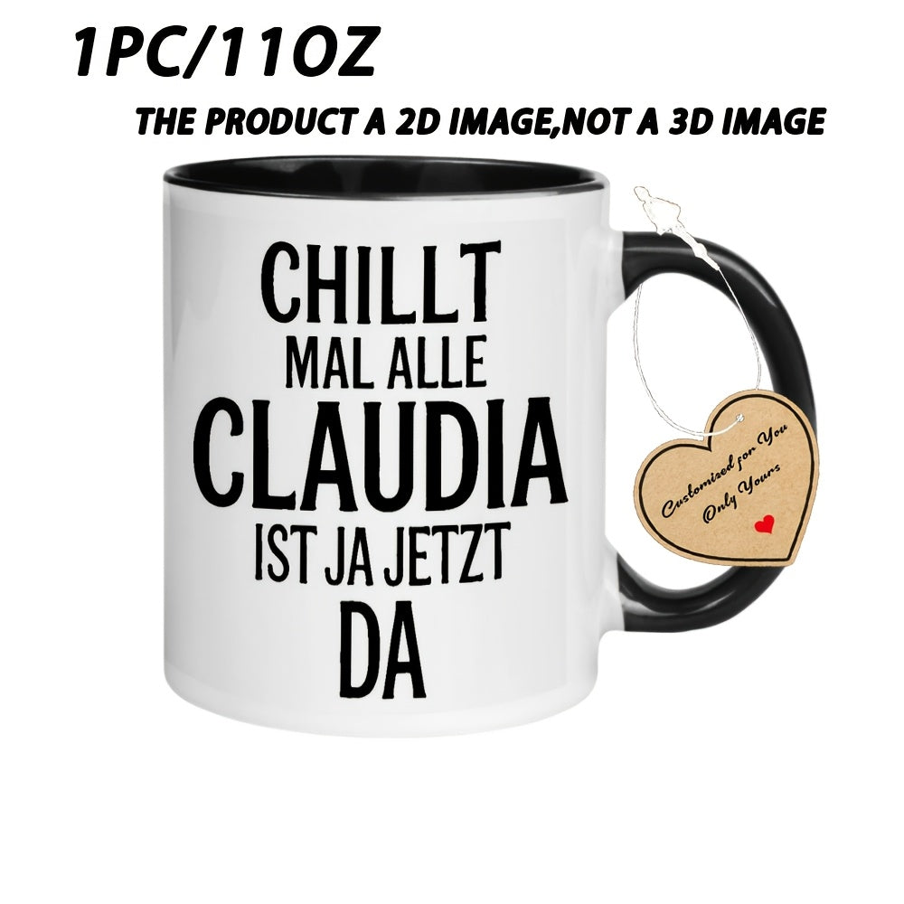 Tailorly Black Accent 11 oz Mug - 1pc 11Oz Chillt Ceramic Coffee Mug for Restaurant And Business Ideal Gift for Women S Gifts Men S Gifts