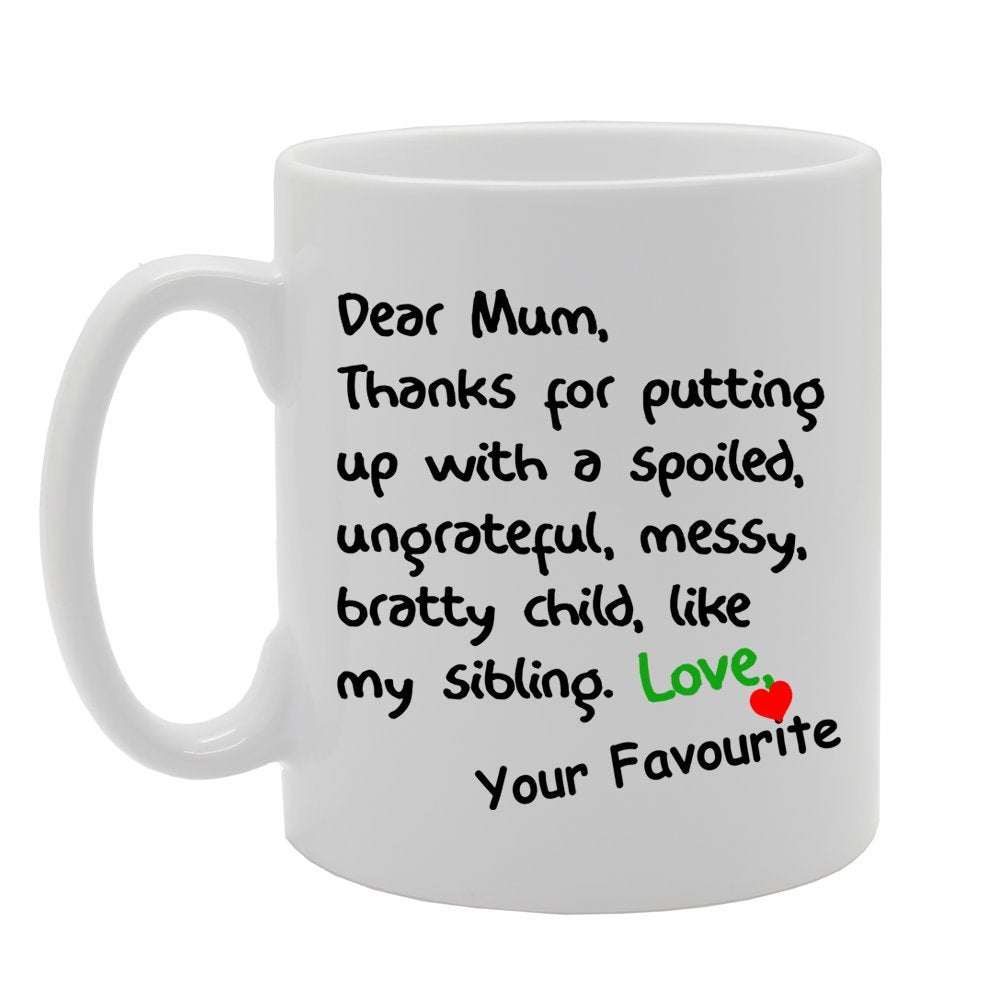 Tailorly White Ceramic 11 oz Mug - thank you for putting up with a whimsical little ghost