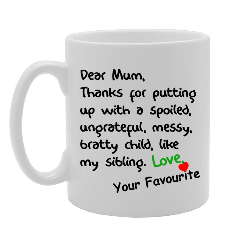 Tailorly White Ceramic 11 oz Mug - thank you for putting up with a whimsical little ghost