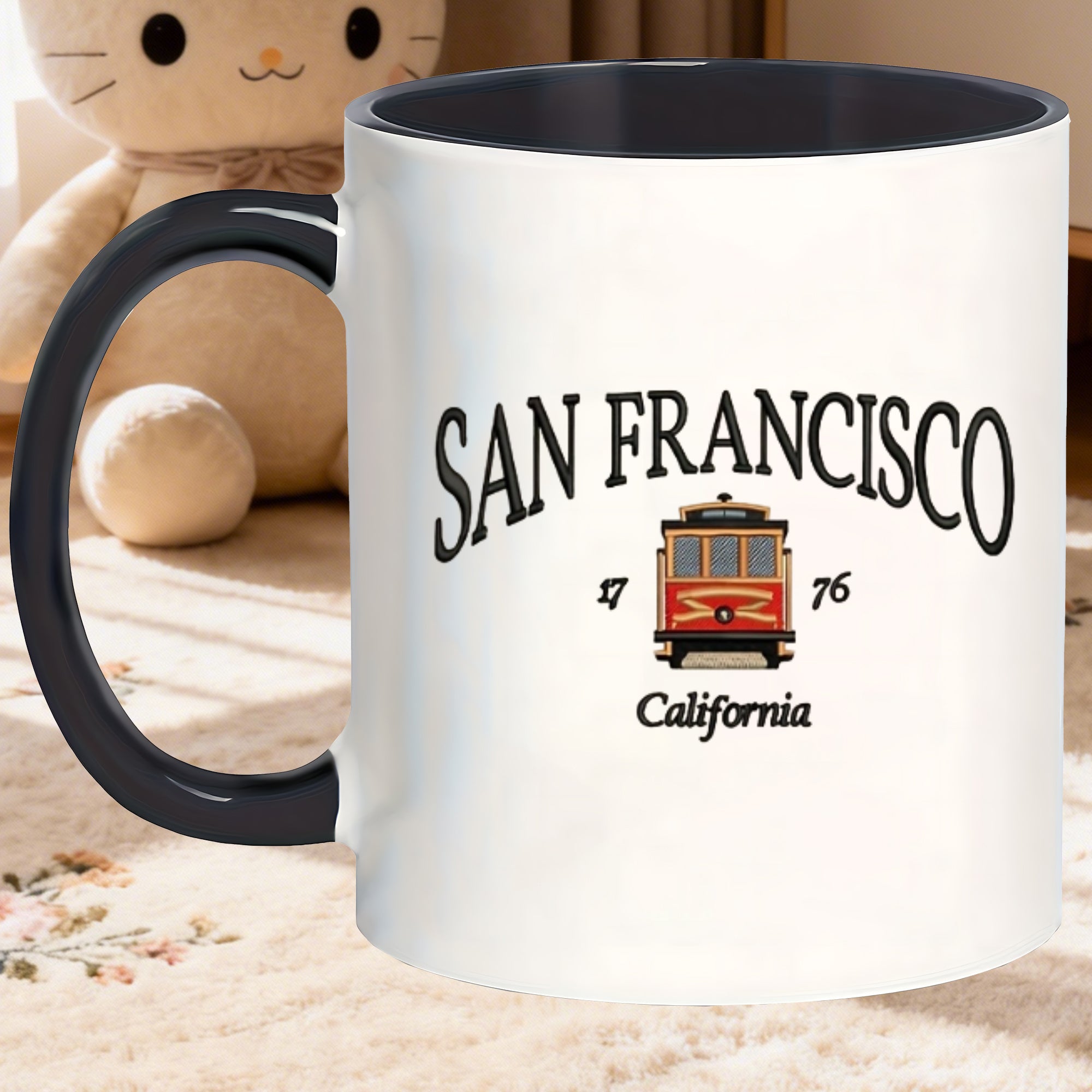 Tailorly Black Accent 11 oz Mug - san francisco mug with lid insulated tea cup reusable train gift for christmas graduation valentine day novelty for