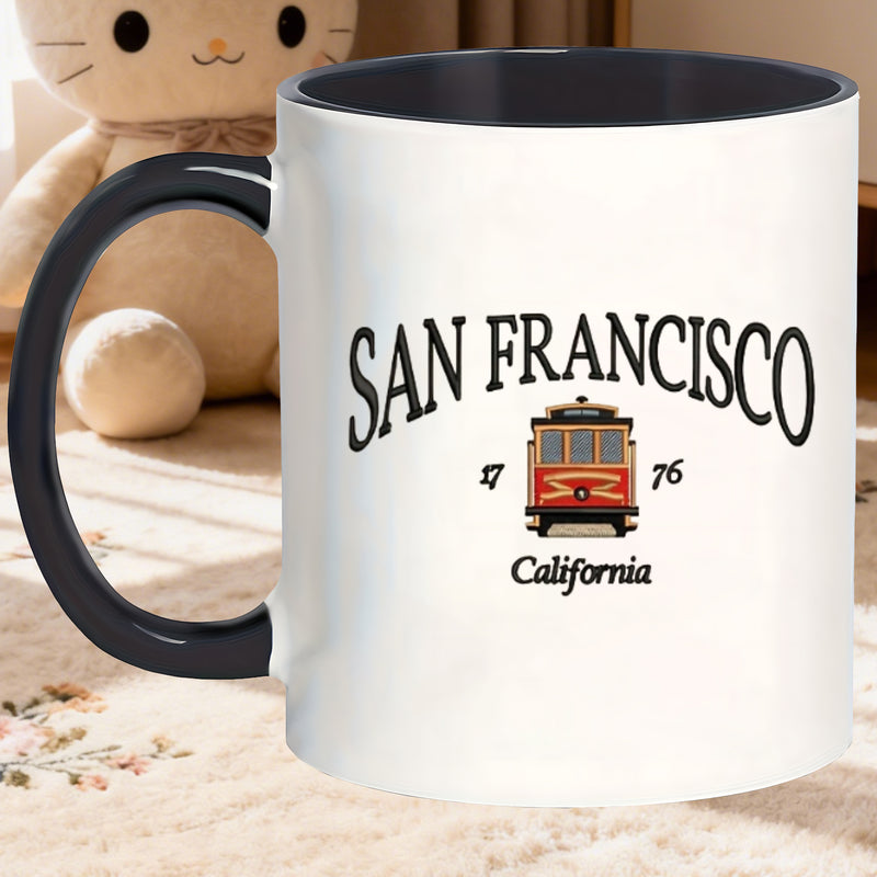 Tailorly Black Accent 11 oz Mug - san francisco mug with lid insulated tea cup reusable train gift for christmas graduation valentine day novelty for
