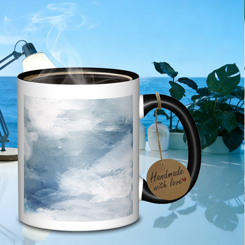 Tailorly Black Accent 11 oz Mug - watercolor wash background