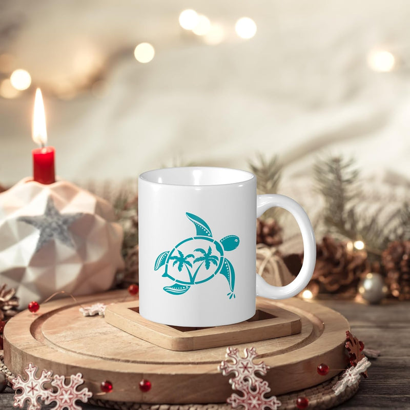 Tailorly White Ceramic 11 oz Mug - turtle themed design