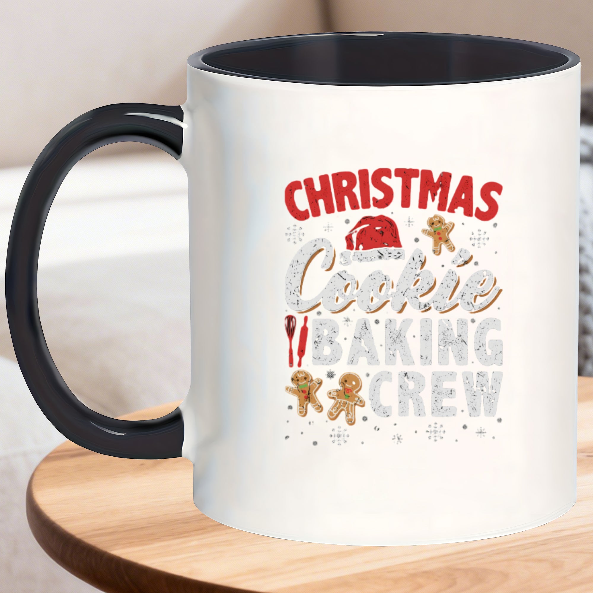Tailorly Black Accent 11 oz Mug - colored fade resistant daily beverage christmas cookie baking mugs fits meeting breakfast smoothies bookstore tea