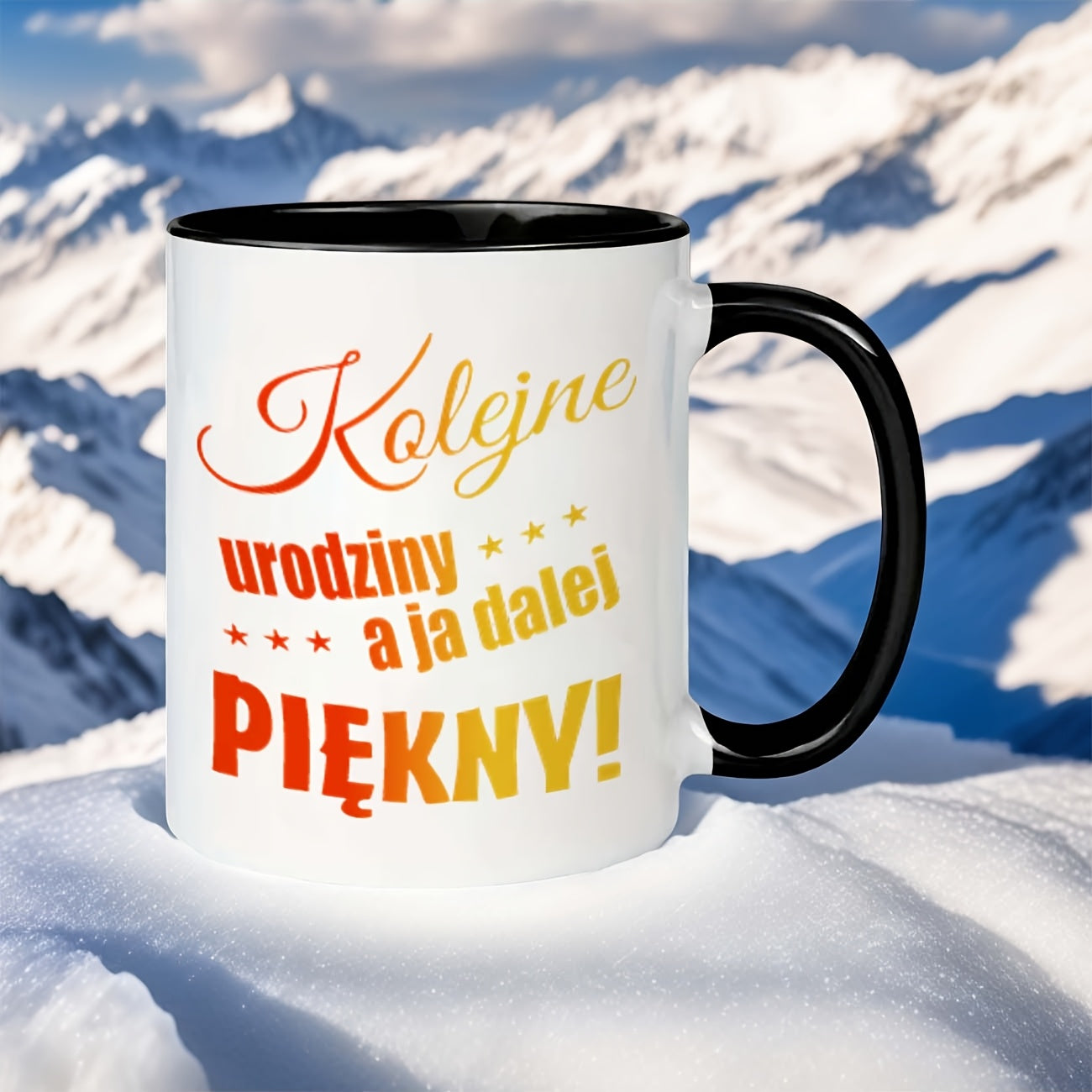Tailorly Black Accent 11 oz Mug - black handle white red polish national colors poland lettering