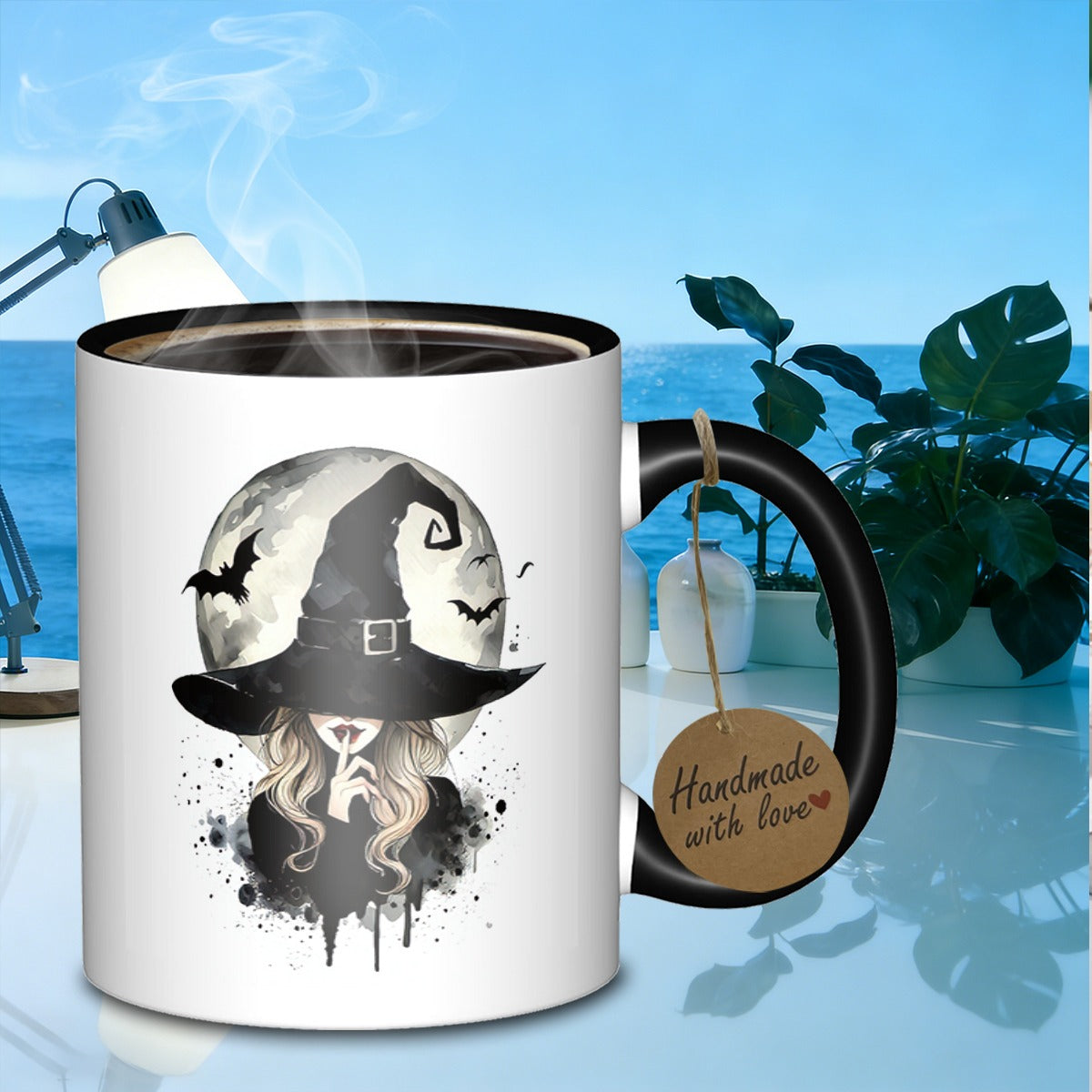 Tailorly Black Accent 11 oz Mug - mysterious witch silhouette