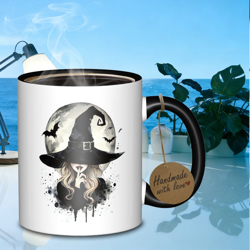Tailorly Black Accent 11 oz Mug - mysterious witch silhouette