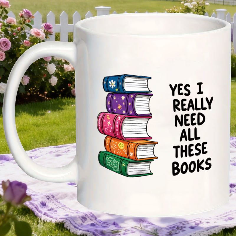 Tailorly White Ceramic 11 oz Mug - book-related graphics and text