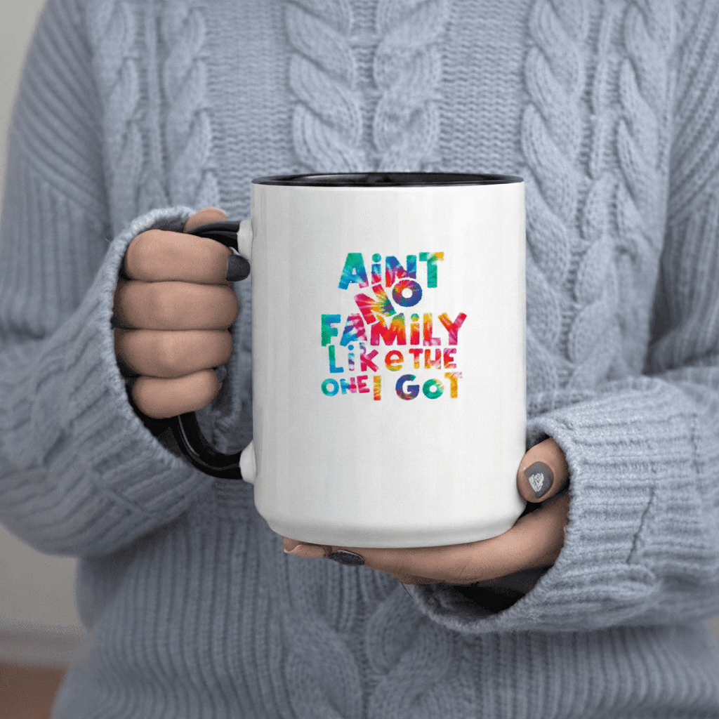 Tailorly Black Accent 11 oz Mug - Like The One text tie dye pattern