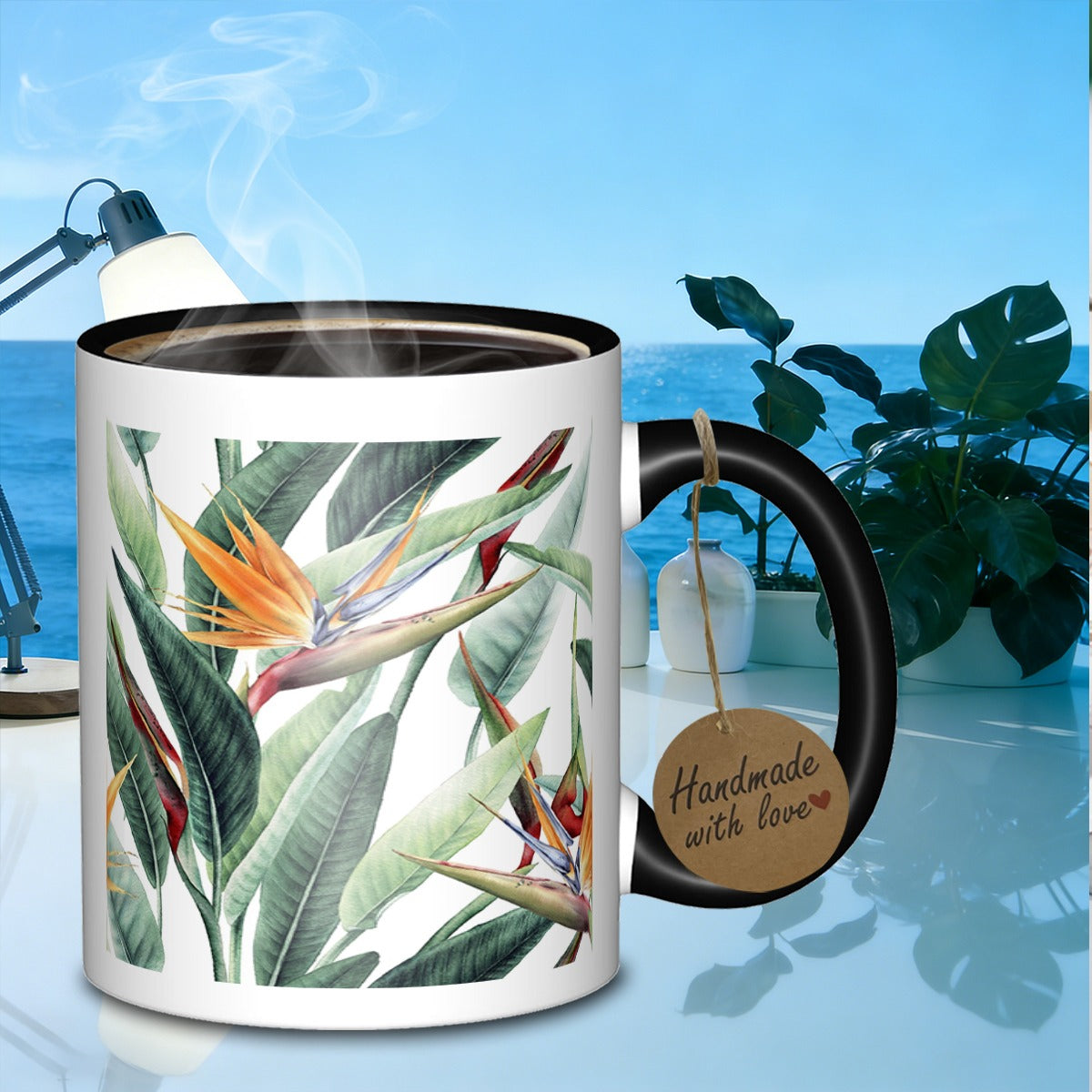 Tailorly Black Accent 11 oz Mug - exotic flower display