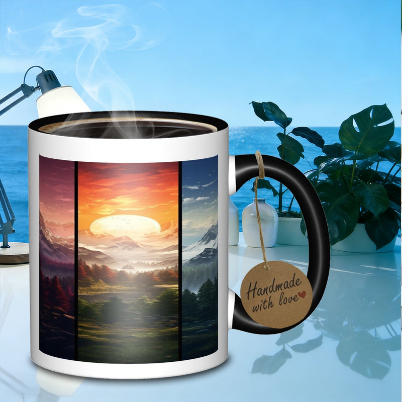 Tailorly Black Accent 11 oz Mug - three landscapes panorama