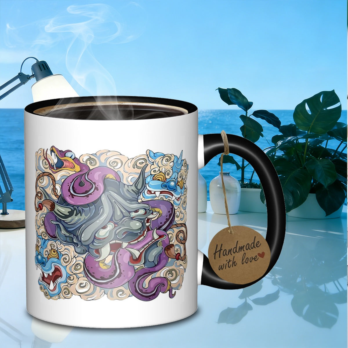 Tailorly Black Accent 11 oz Mug - mythical creatures