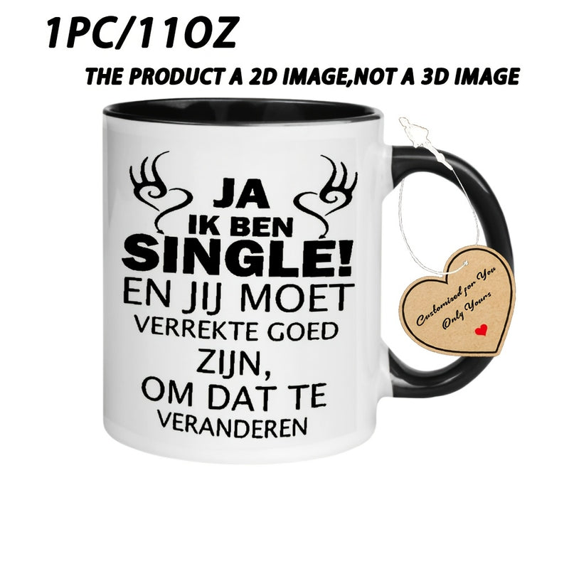 Tailorly Black Accent 11 oz Mug - Funny Heart & Lip with Lip-Fit Rim