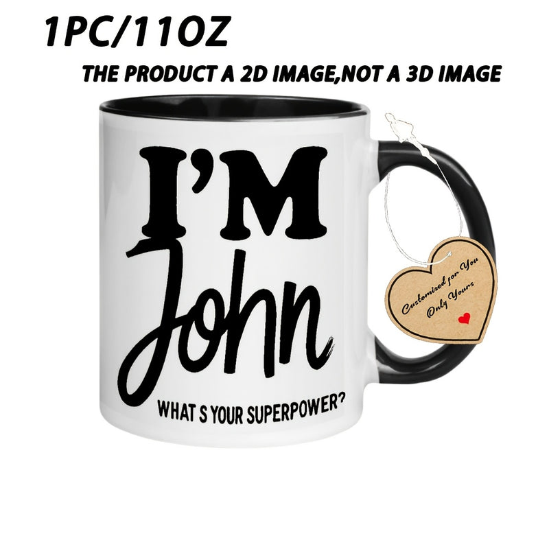 Tailorly Black Accent 11 oz Mug - 1pc John Mug 11 Ounce Holiday Gift for Restaurant and Business Birthday Gift Christmas Gift Summer Gift Gifts