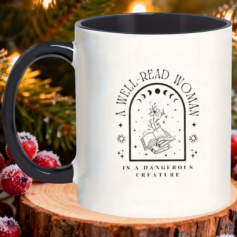 Tailorly Black Accent 11 oz Mug - woman is a creature