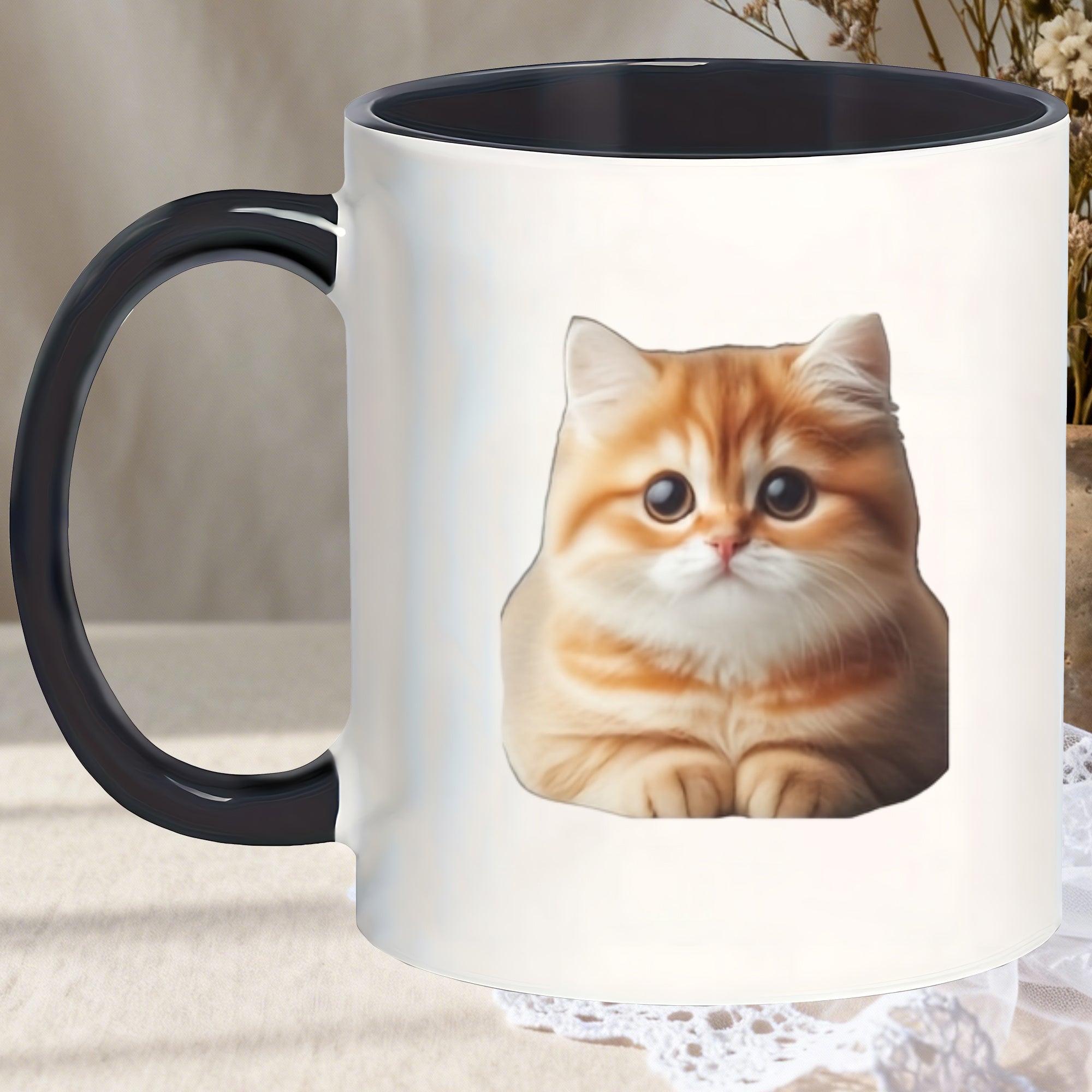 Tailorly Black Accent 11 oz Mug - adorable cat designs