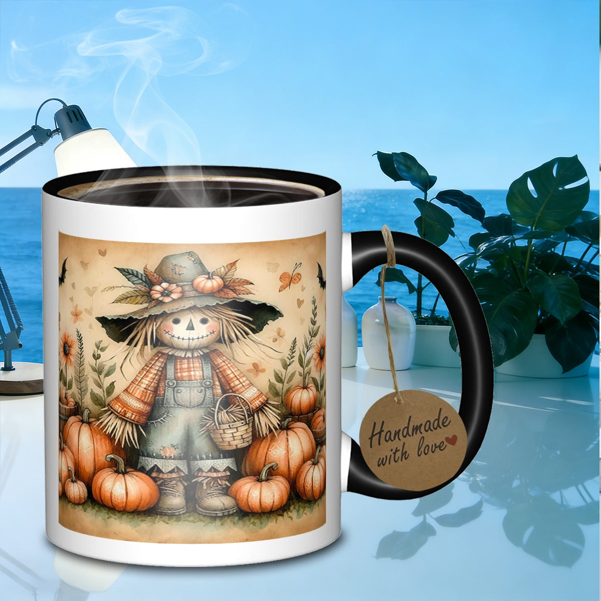 Tailorly Black Accent 11 oz Mug - autumnal scene