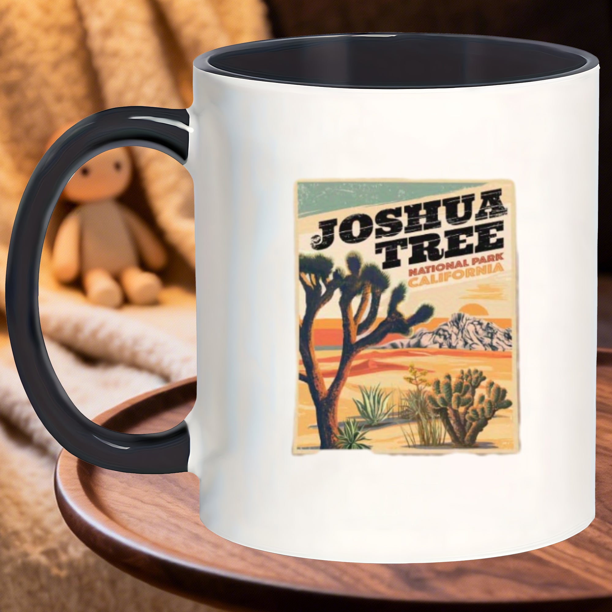 Tailorly Black Accent 11 oz Mug - vintage mugs BPA espresso iced coffee tea Joshua Tree