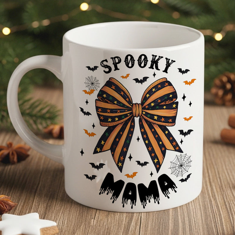 Tailorly White Ceramic 11 oz Mug - a creepy themed coffee mug suitable as a gift for halloween and mothers day the horror with a rim can hold hot