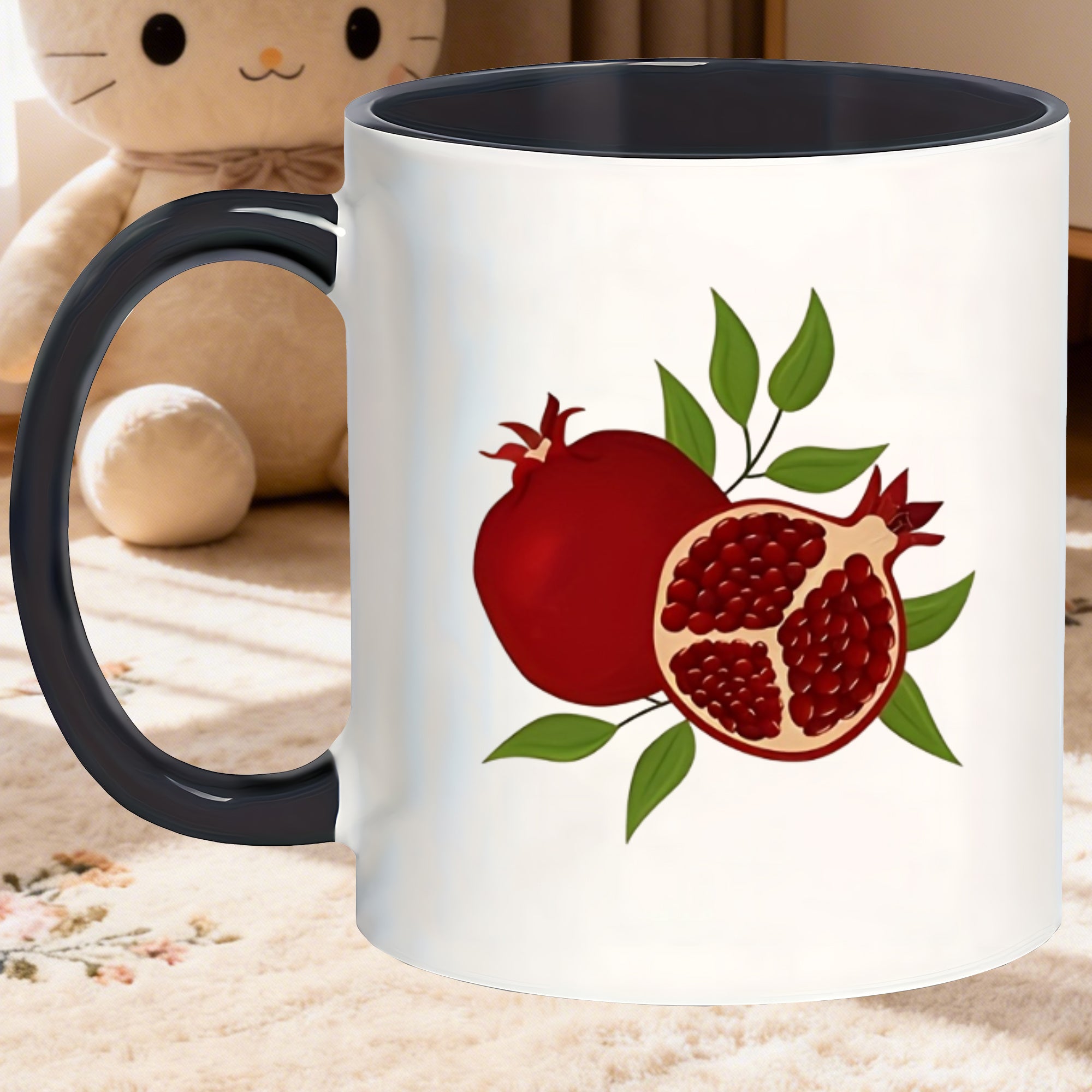 Tailorly Black Accent 11 oz Mug - pomegranate design