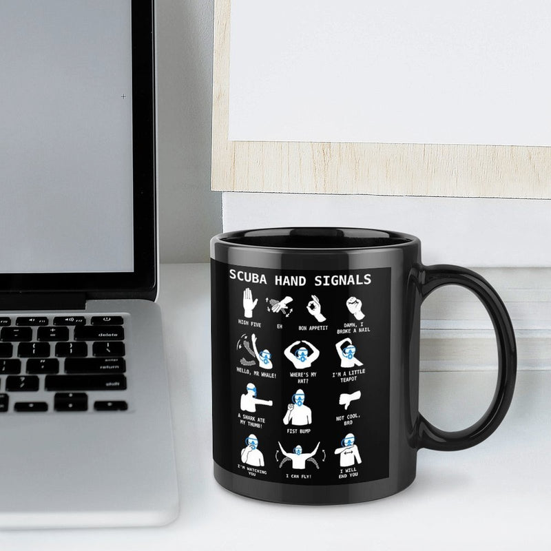 Tailorly Black Accent 11 oz Mug - diving hand