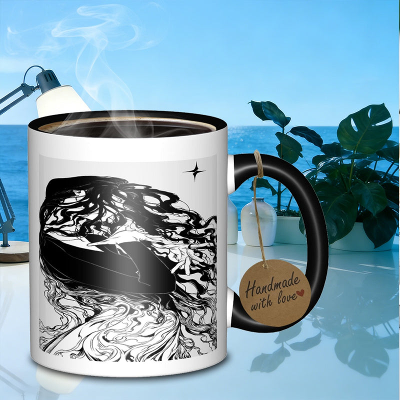 Tailorly Black Accent 11 oz Mug - dark flowing figure