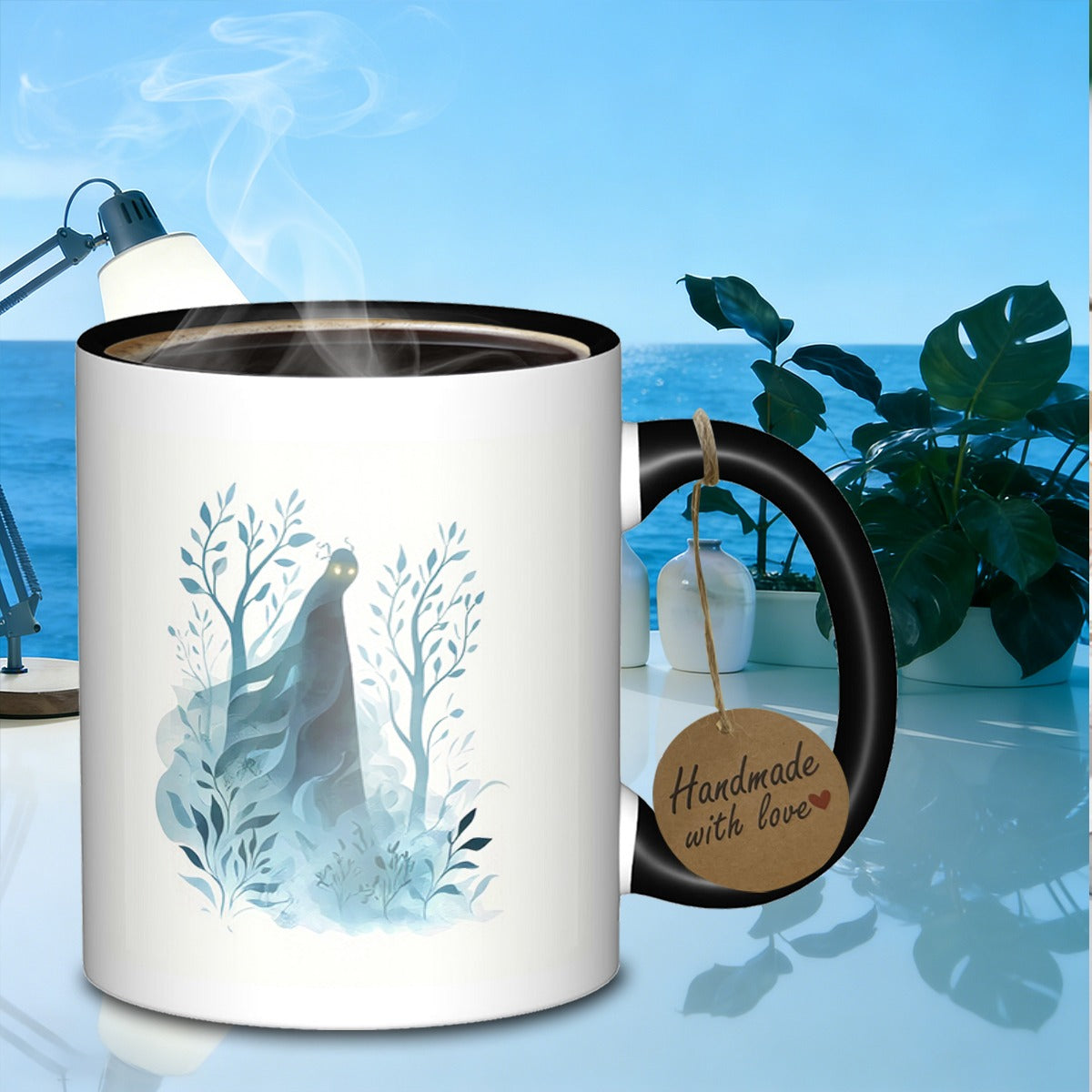Tailorly Black Accent 11 oz Mug - ethereal being in woods
