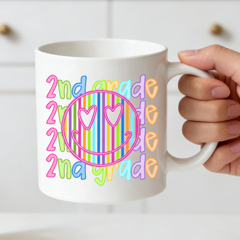 Tailorly White Ceramic 11 oz Mug - rainbow