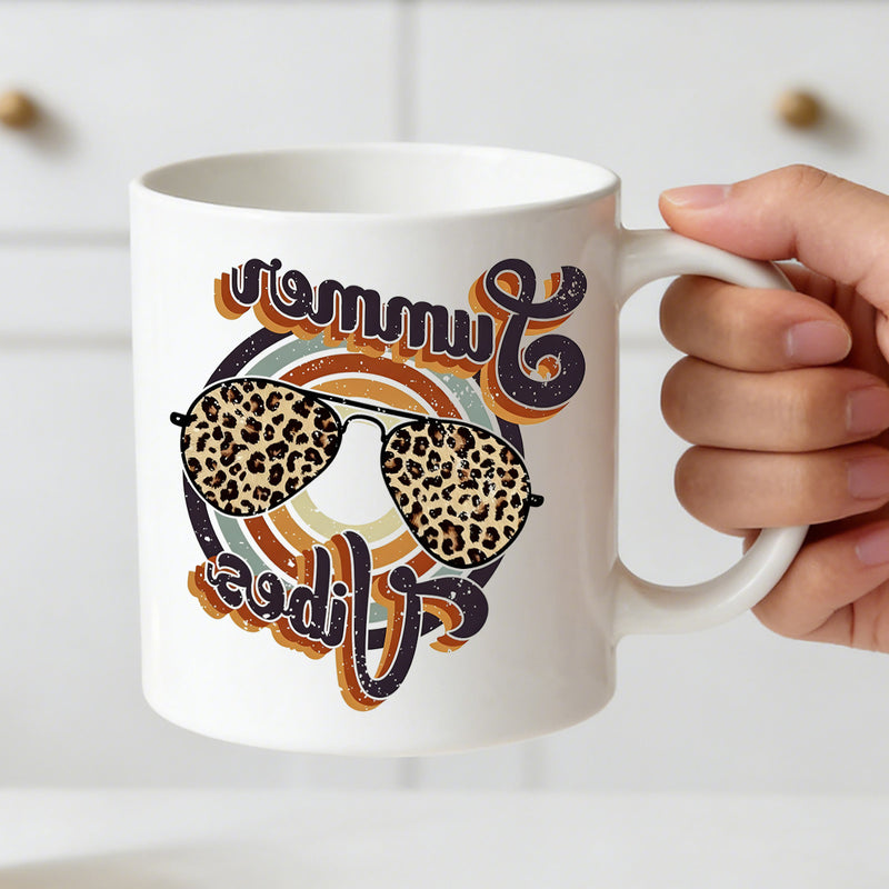 Tailorly White Ceramic 11 oz Mug - leopard print