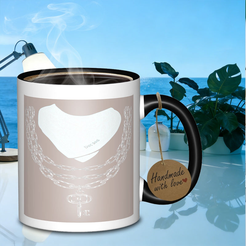Tailorly Black Accent 11 oz Mug - round flower pattern