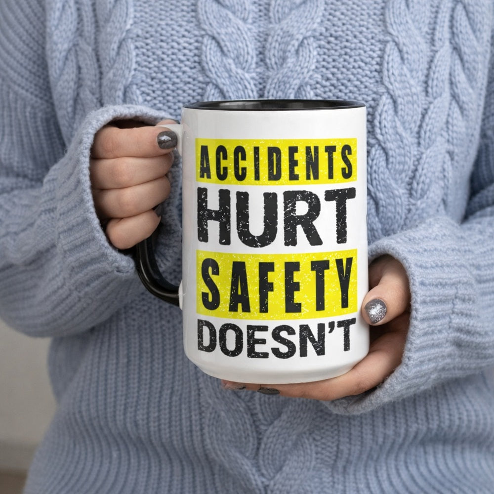 Tailorly Black Accent 11 oz Mug - accidents hurt safety doesnt but safety doesnt hurt