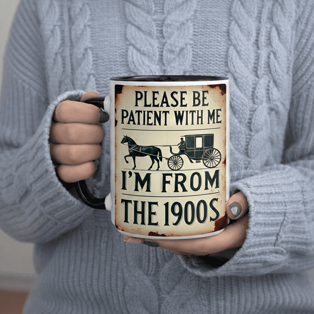 Tailorly Black Accent 11 oz Mug - Vintage horse carriage design