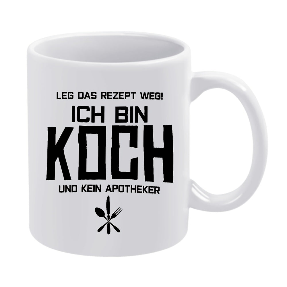Tailorly White Ceramic 11 oz Mug - Single piece chef-themed illustration
