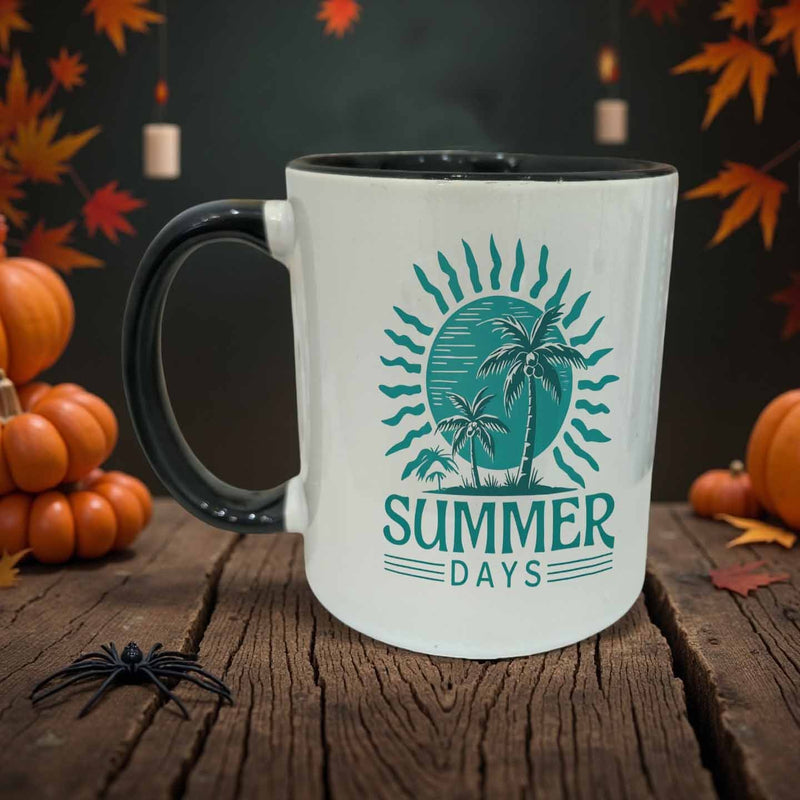 Tailorly Black Accent 11 oz Mug - warm christmas illustration
