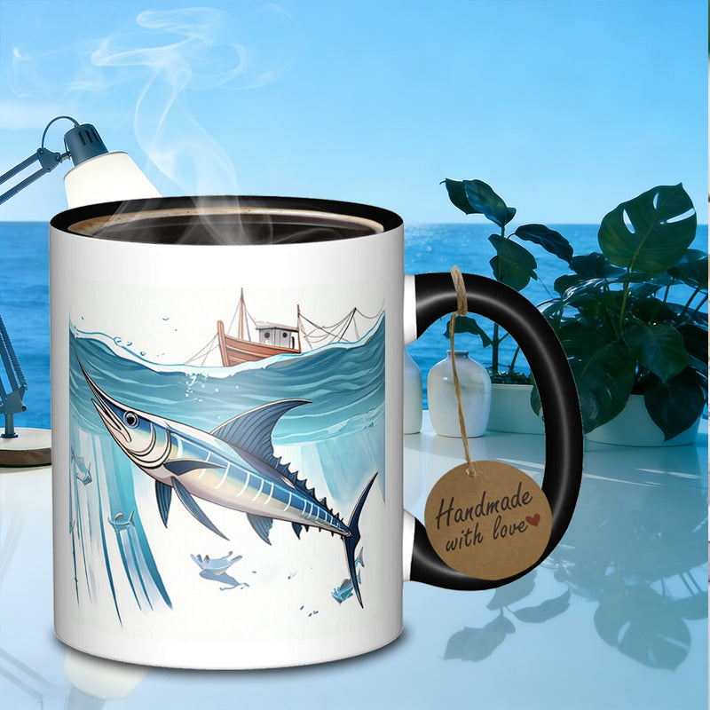 Tailorly Black Accent 11 oz Mug - fishing boats