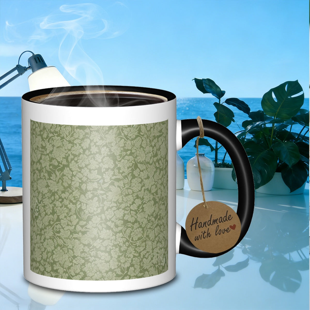 Tailorly Black Accent 11 oz Mug - floral vines