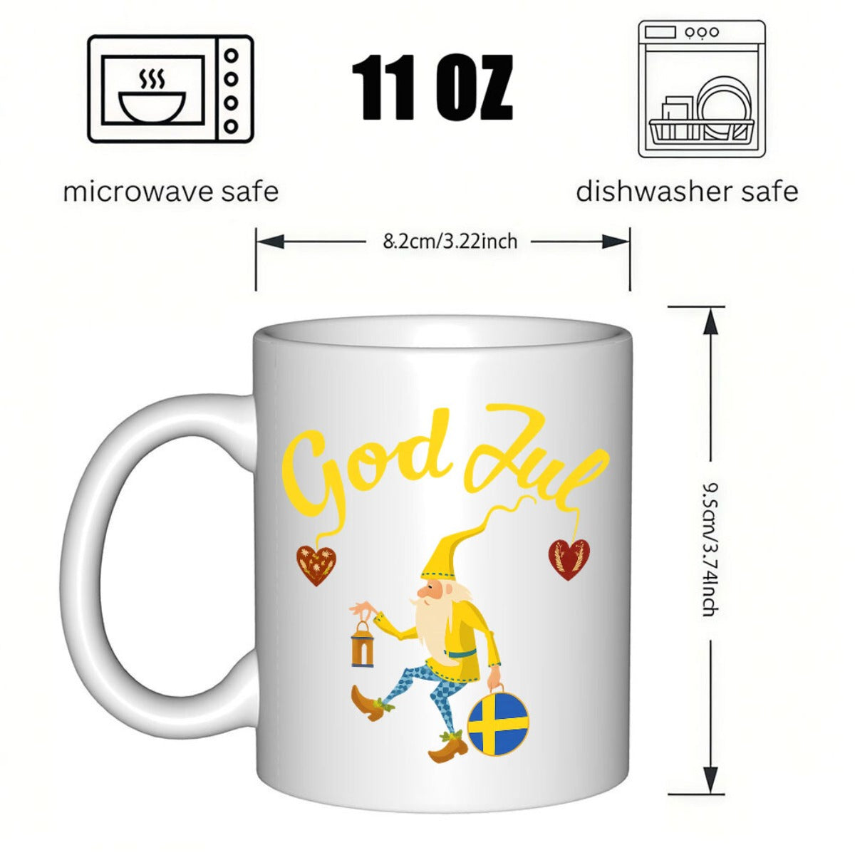 Tailorly White Ceramic 11 oz Mug - gods joy logo
