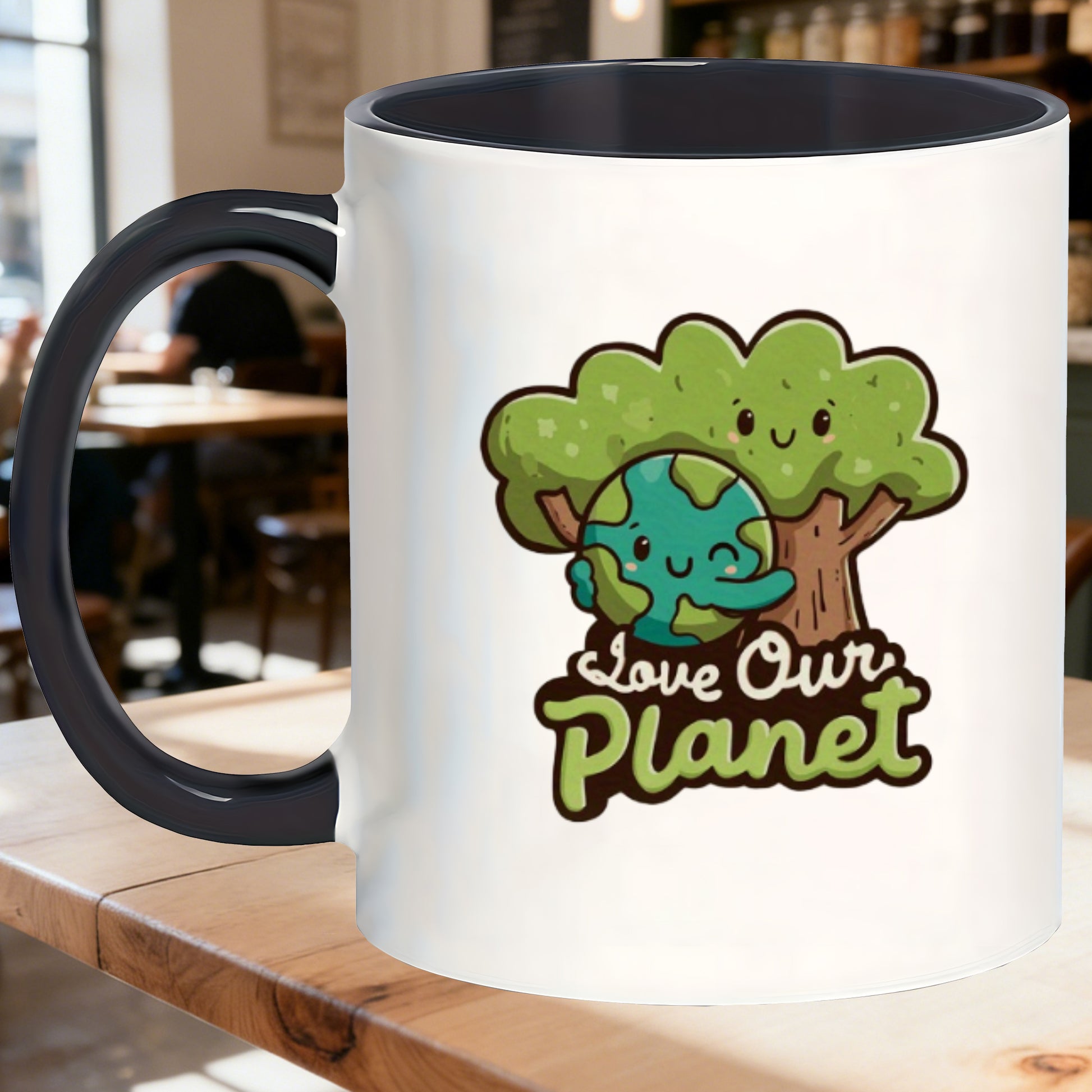 Tailorly Black Accent 11 oz Mug - earth and tree
