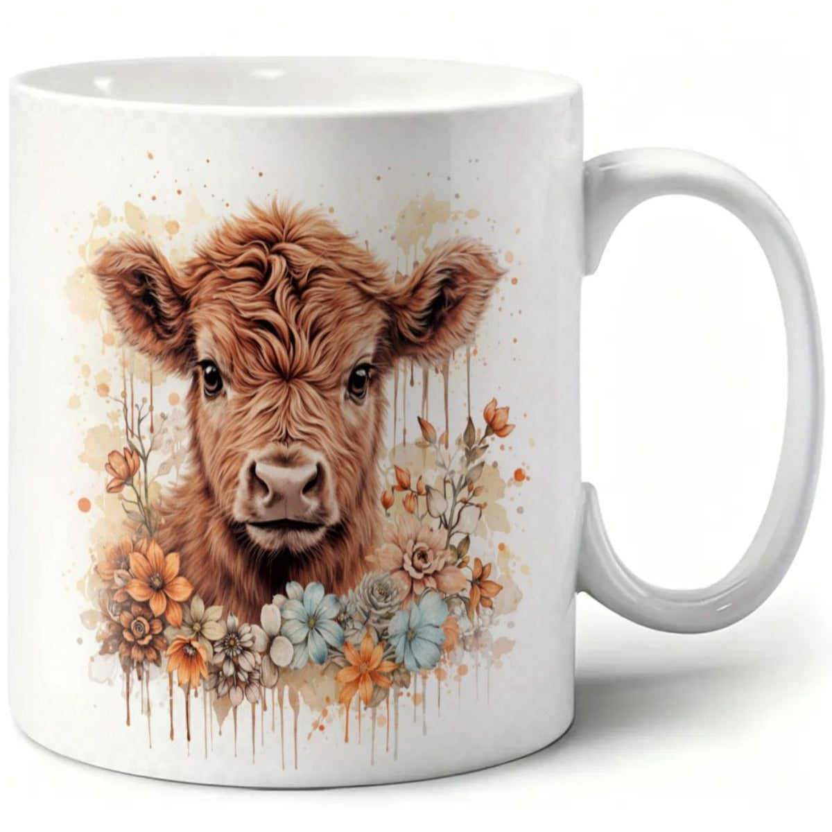Tailorly White Ceramic 11 oz Mug - cow