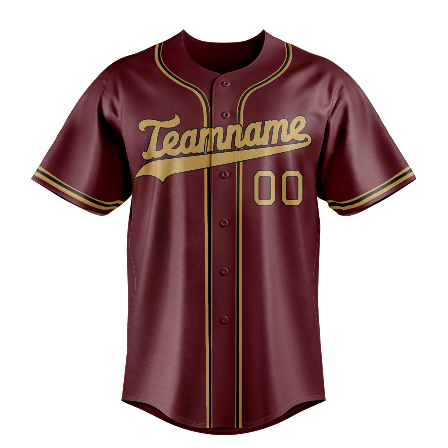 Custom Burgundy & Old Gold Color Fan Baseball Jersey