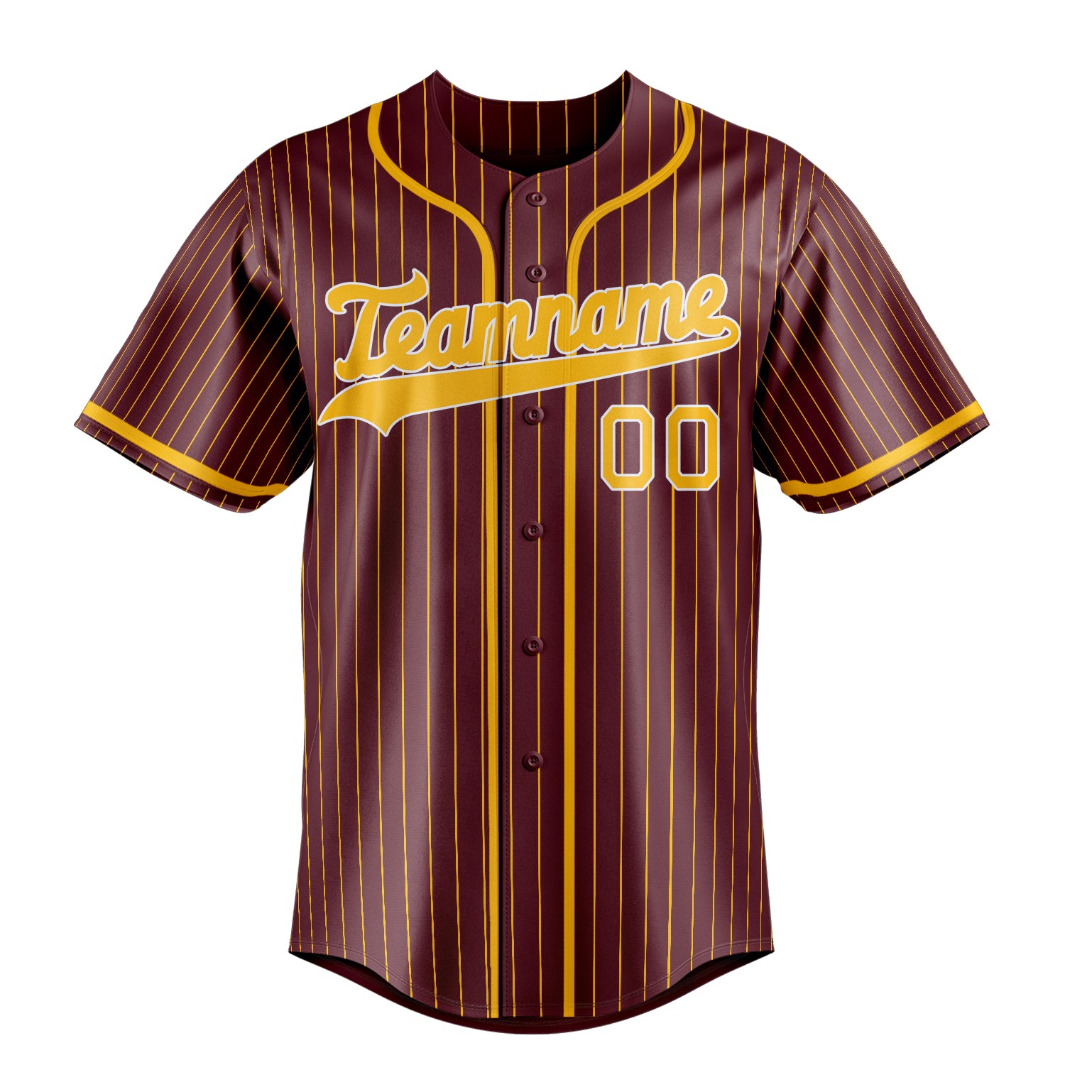 Custom Burgundy & Gold Gold Pinstripe Fan Baseball Jersey