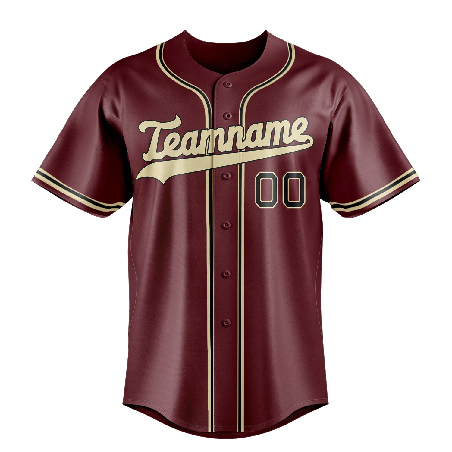 Custom Burgundy & Cream Color Fan Baseball Jersey